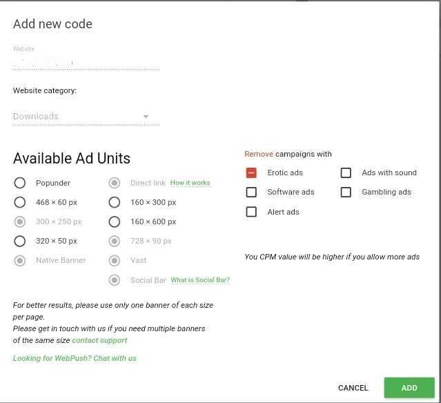 adsterra ad code creation panel optimized