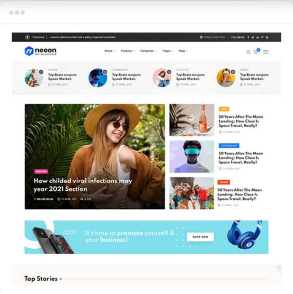 neeon wordpress theme for blog magazine and news websites optimized