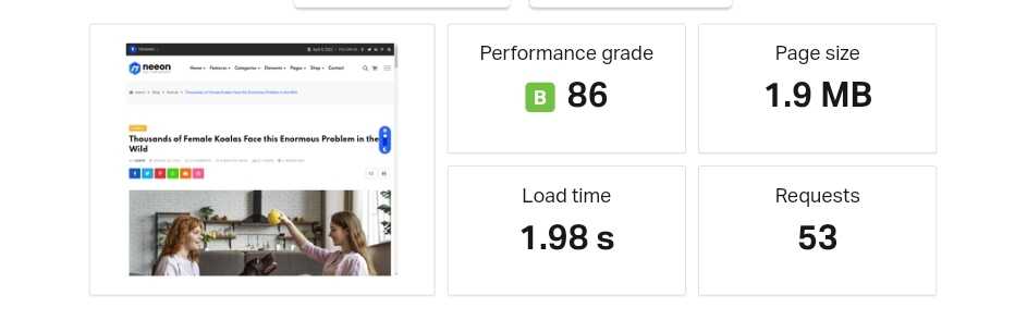 Neeon Theme Review - Best News and Blog Theme in 2022 17 neeon wordpress theme page speed test with pingdom tool optimized